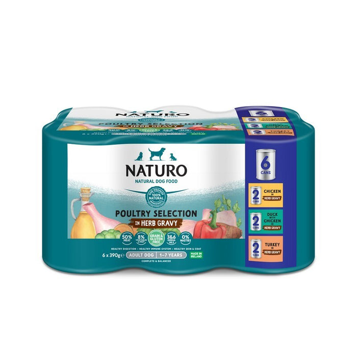 Naturo Grain & Gluten-Free Variety in Herb Gravy Wet Dog Food – 24 x 390g