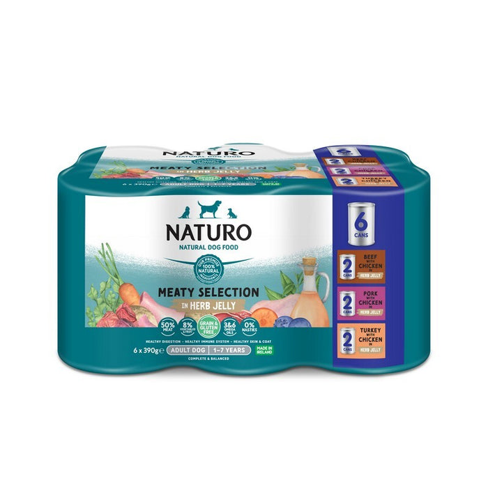 Naturo Grain & Gluten-Free Variety in Herb Jelly Wet Dog Food – 24 x 390g