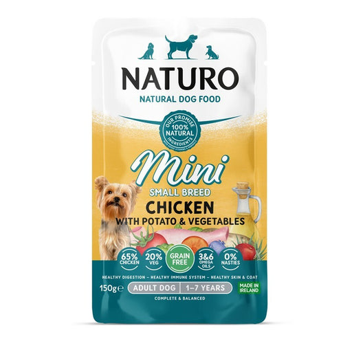 Naturo Mini Grain-Free Chicken Wet Dog Food Pouches – 8 x 150g
