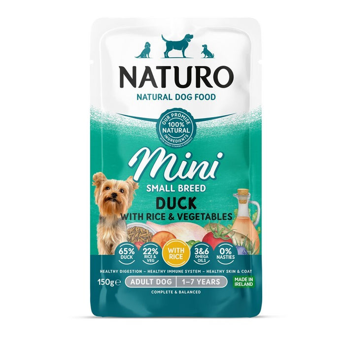 Naturo Mini Duck Wet Dog Food Pouches – 8 x 150g