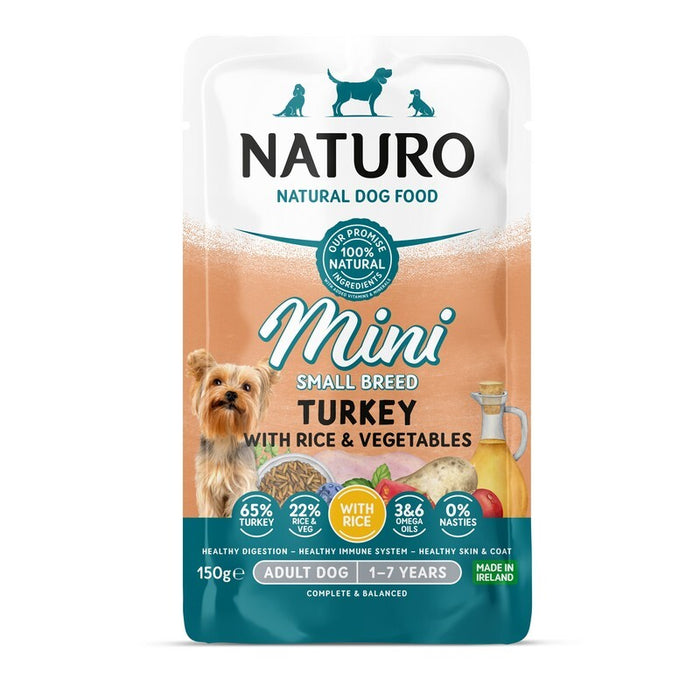 Naturo Mini Turkey Wet Dog Food Pouches – 8 x 150g