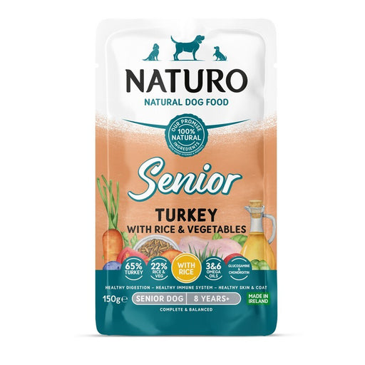 Naturo Senior Turkey Wet Dog Food Pouches – 8 x 150g
