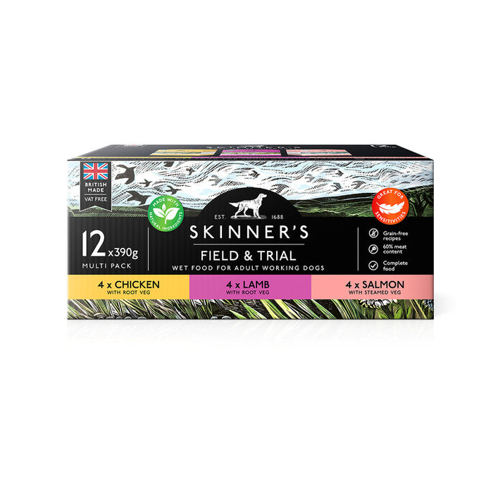 Skinner's Field & Trial Grain-Free Adult Wet Dog Food Multipack – 12 x 390g