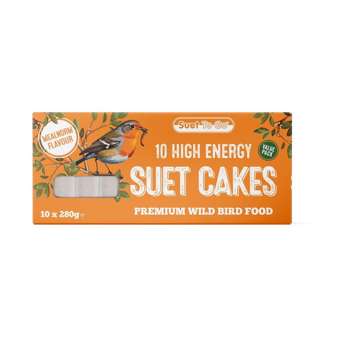 Suet To Go Mealworm Suet Cakes High-Energy Wild Bird Food 10 x 280g