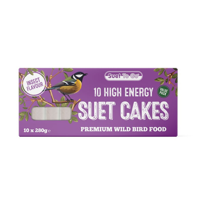 Suet To Go Insect Suet Cakes High-Energy Wild Bird Food 10 x 280g
