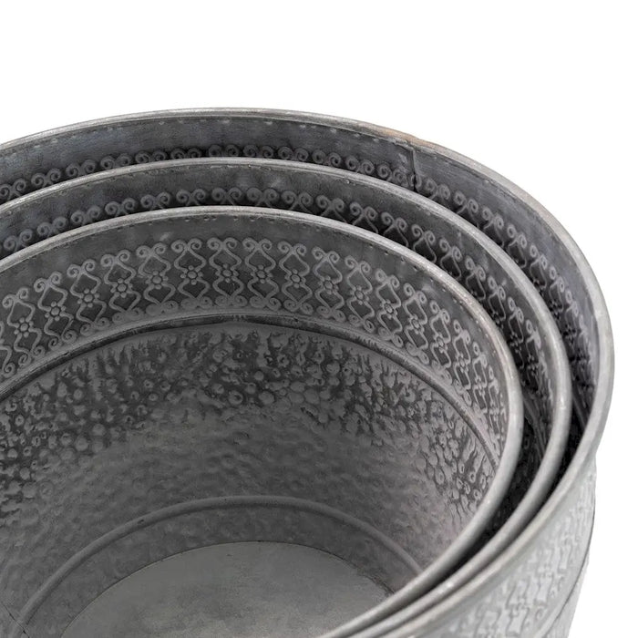 ROUND PLANTER - SET OF 3 - ANTIQUE Galvanised Ascalon