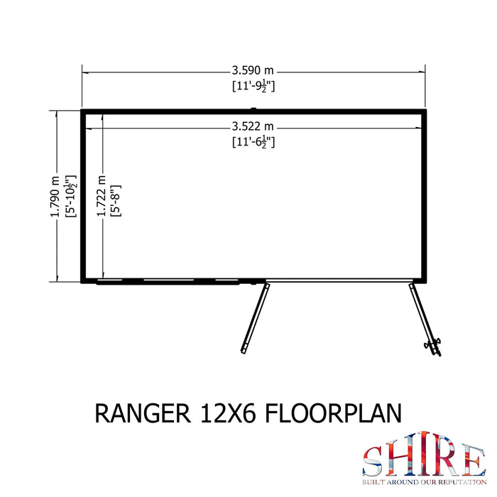 Ranger 12'x6' Double Door Shiplap Shed - Chestnut Mill