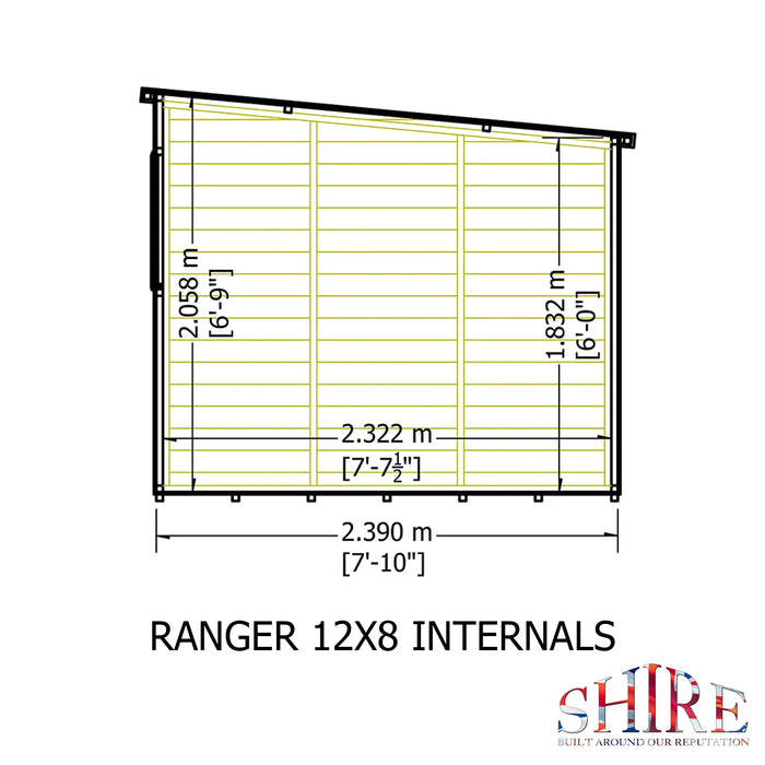 Ranger 12'x8' Double Door Shiplap Shed - Chestnut Mill