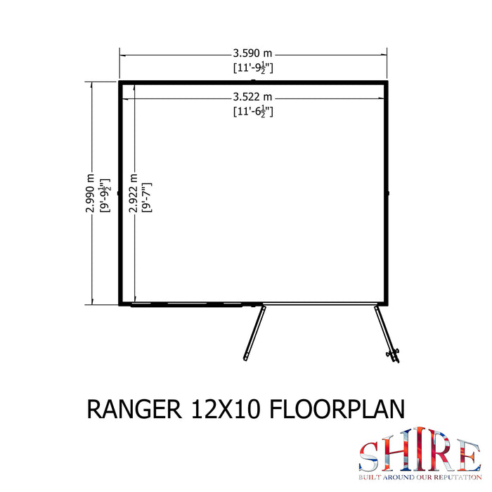 Ranger 12'x10' Double Door Shiplap Shed