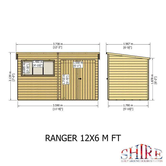 Ranger 12'x6' Double Door Shiplap Shed