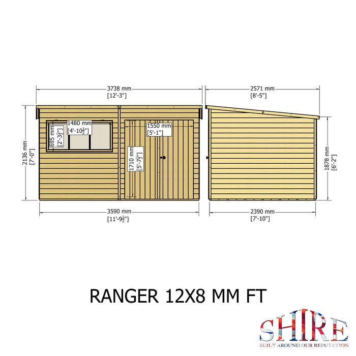 Ranger 12'x8' Double Door Shiplap Shed