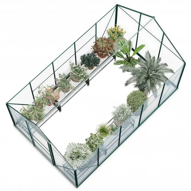 Rosette Hobby Aluminium Polycarbonate Greenhouse - 6' x 10' - Chestnut Mill