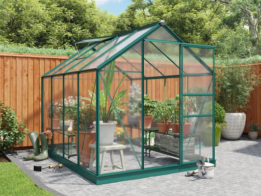 Rosette Hobby Aluminium Polycarbonate Greenhouse - 6' x 8' - Chestnut Mill