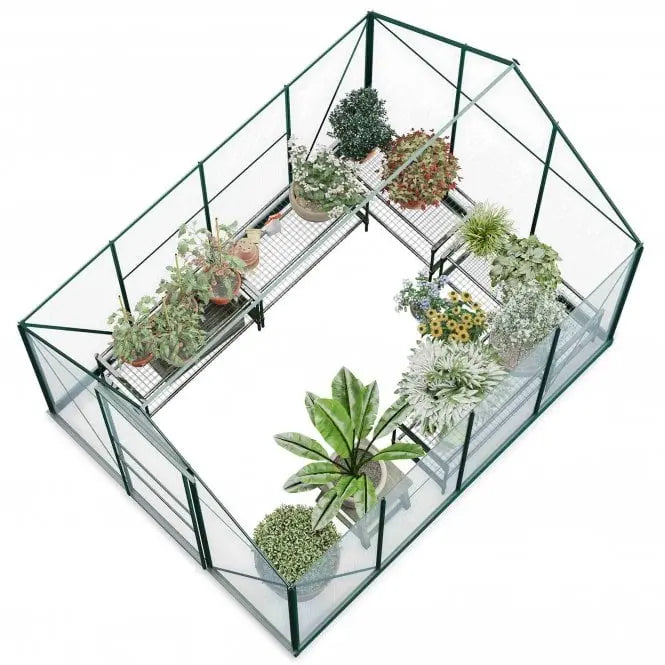 Rosette Hobby Aluminium Polycarbonate Greenhouse - 6' x 8' - Chestnut Mill