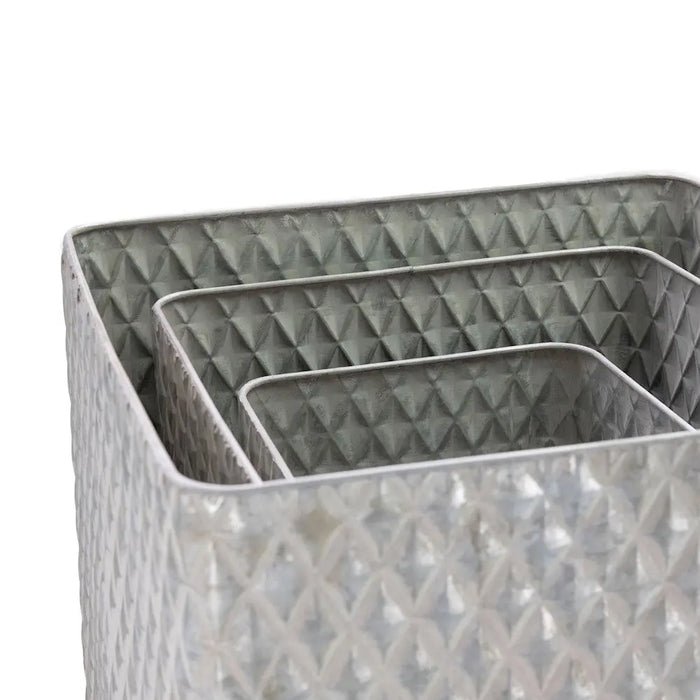 SQUAREPLANTER -DIAMOND - SET OF 3 - ANTIQUE Galvanised Ascalon