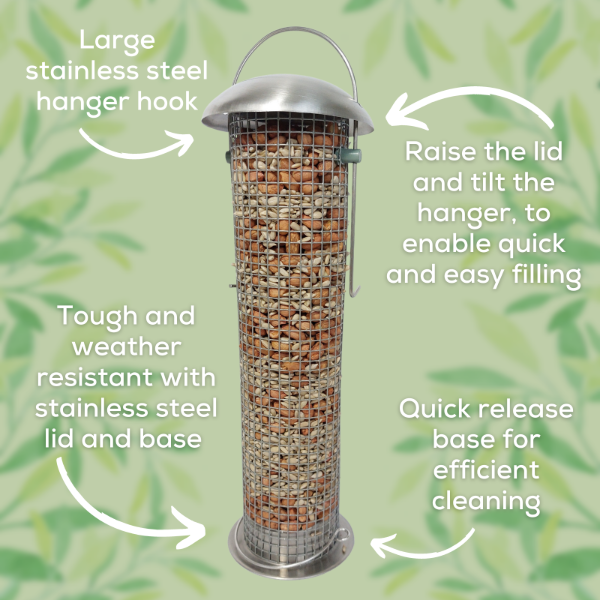 Stainless Steel Heavy Duty Peanut & Sunflower Heart Feeder