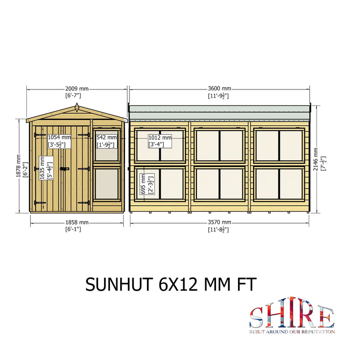 Sun Hut Potting Shed - 6'x12' - Chestnut Mill
