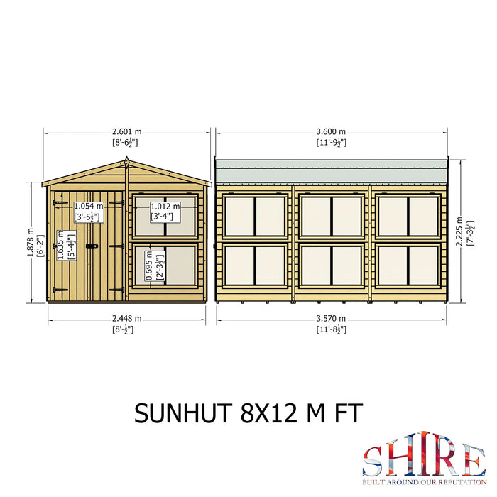Sun Hut Potting Shed - 8'x12' - Chestnut Mill