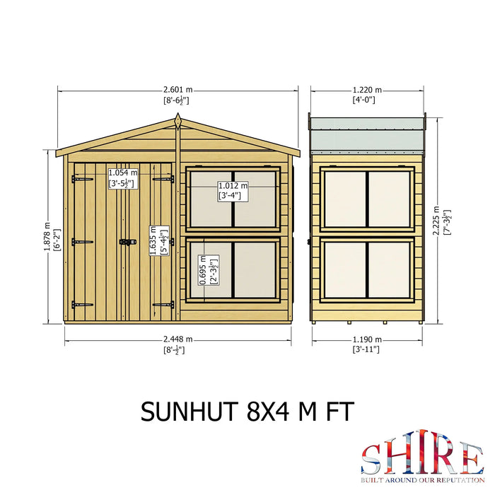 Sun Hut Potting Shed - 8'x4' - Chestnut Mill