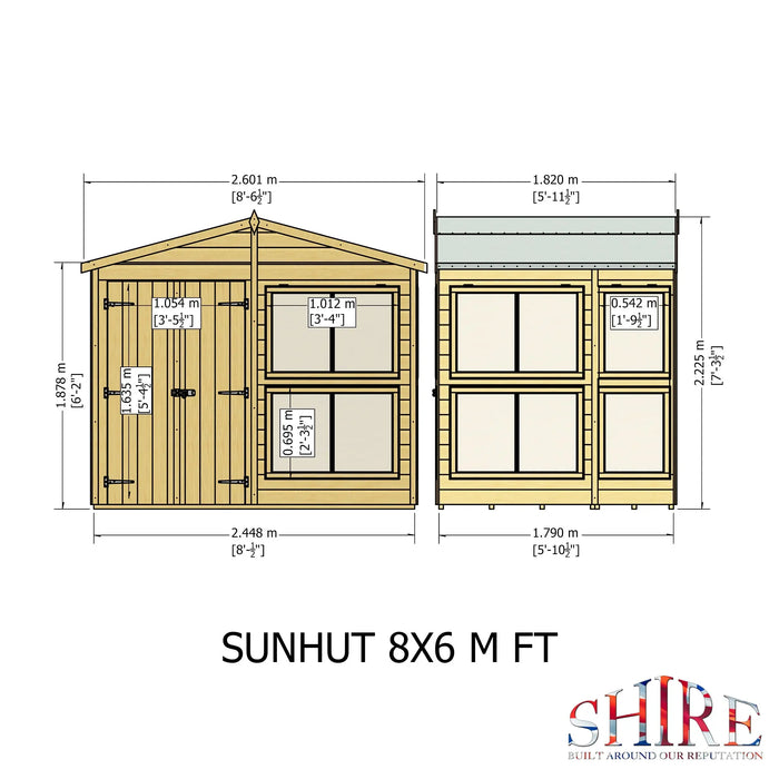 Sun Hut Potting Shed - 8'x6' - Chestnut Mill
