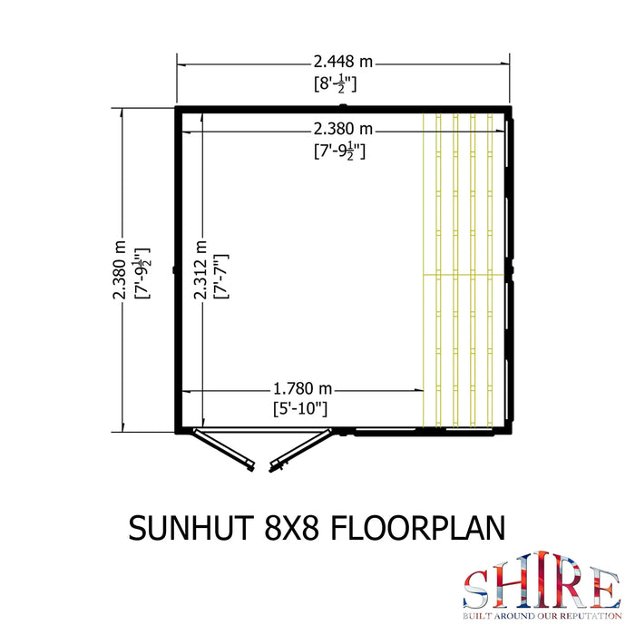 Sun Hut Potting Shed - 8'x8' - Chestnut Mill