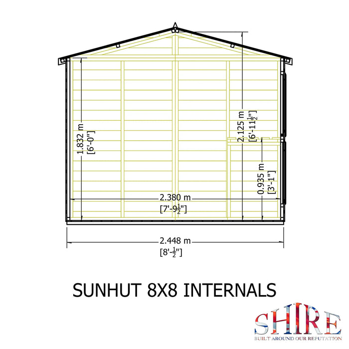 Sun Hut Potting Shed - 8'x8' - Chestnut Mill