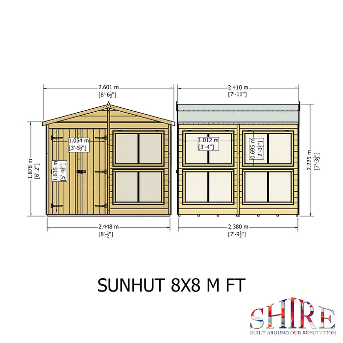 Sun Hut Potting Shed - 8'x8' - Chestnut Mill