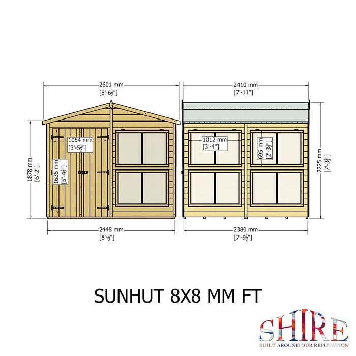 Sun Hut Potting Shed - 8'x8' - Chestnut Mill