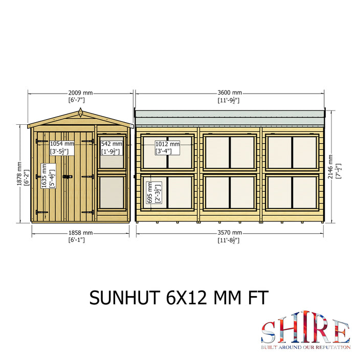 Sun Hut Potting Shed - 6'x12'