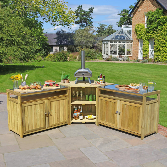 Zest Terraza Wooden Outdoor Kitchen Set – 3 Piece