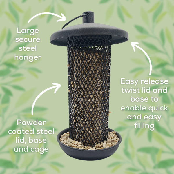 Twist & Release Steel Sunflower Hearts Feeder Small