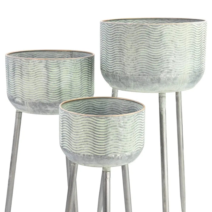 WAVE PLANTER WITH LEGS - SET OF 3 - ANTQ GREEN Ascalon