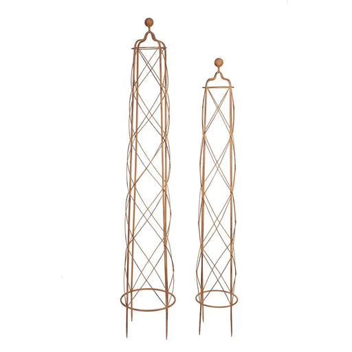WIREWORK GARDEN OBELISK - SET OF 2 - 1.8m - DARK RUST Ascalon