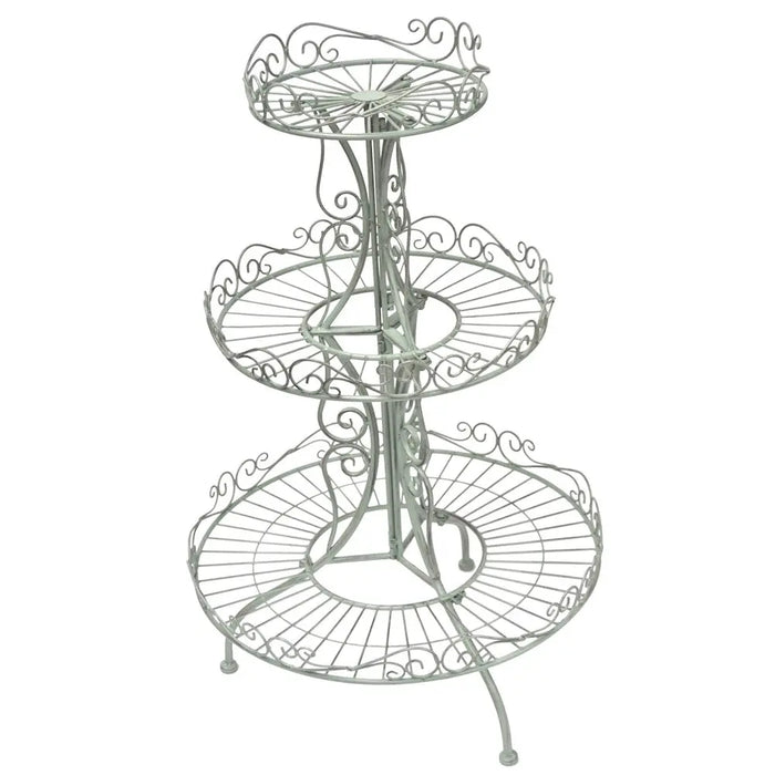 WIREWORK PLANT STAND 3 TIERD SHELF - GREEN Ascalon