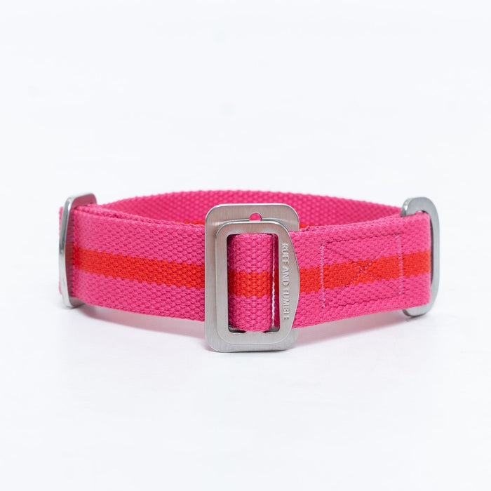 Ruff & Tumble All-Terrain canvas dog collar in Fuchsia / Scarlet