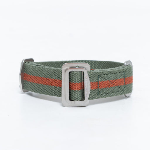 Ruff & Tumble All-Terrain canvas dog collar in Khaki / Chestnut