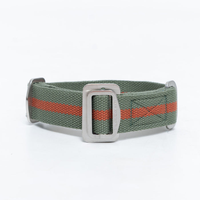 Ruff & Tumble All-Terrain canvas dog collar in Khaki / Chestnut