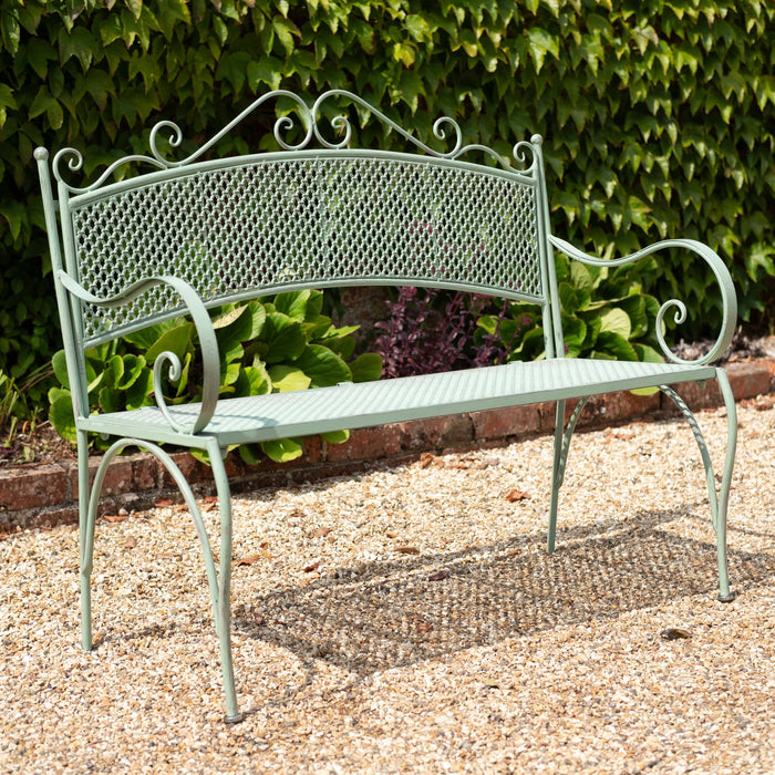 Ascalon Aquitaine Peacock Metal Garden Bench – Sage Green