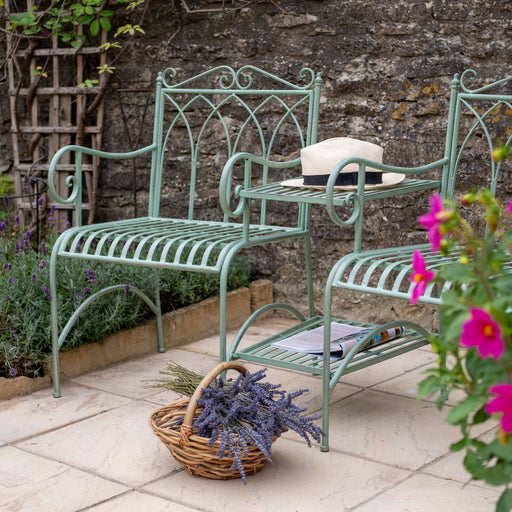 Ascalon Giverny Metal Companion Garden Seat – Sage Green