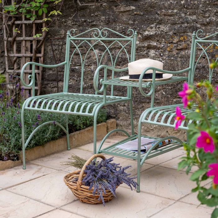 Ascalon Giverny Metal Companion Garden Seat – Sage Green