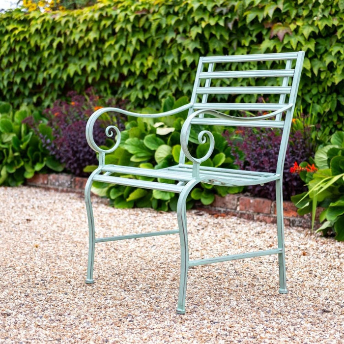 Ascalon Slatted Metal Garden Chair – Sage Green