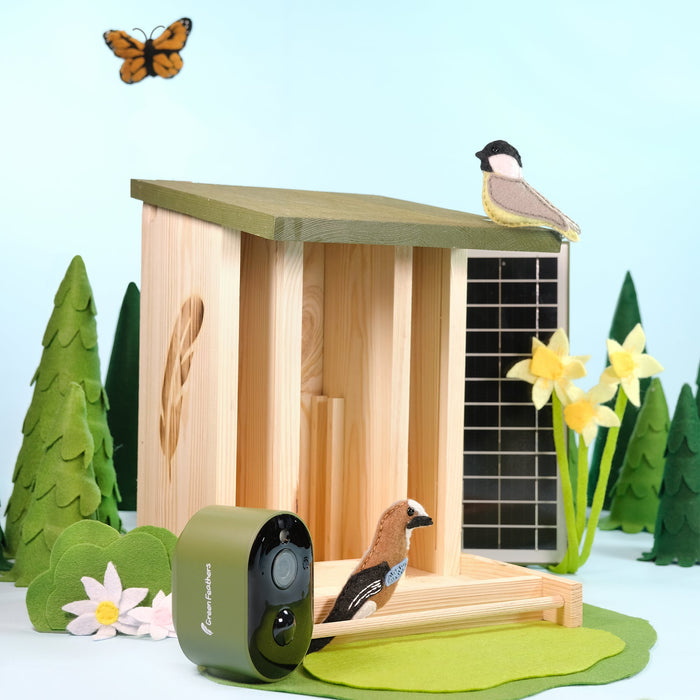 Solar Powered WiFi Camera Wooden Bird Feeder Kit