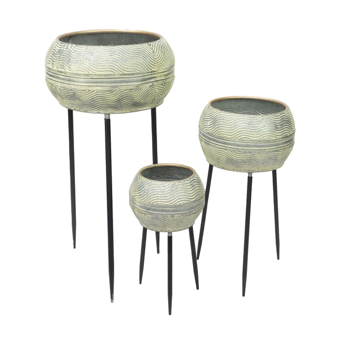 Ascalon Wave Bowl Planters with Legs – Set of 3
