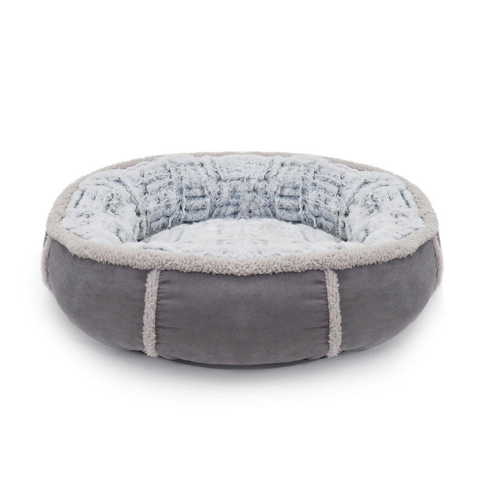 Rosewood Deep Plush Oval Grey Donut Bed - Various Sizes