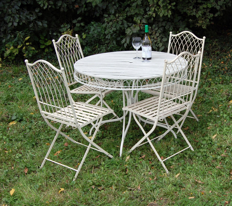 HAMPTON 95cm 5 Piece Table & Chair Set - Cream