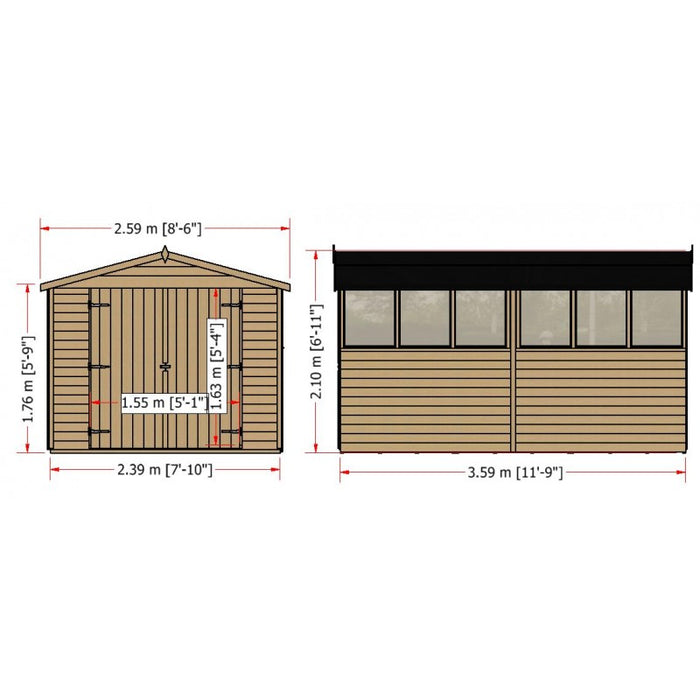 12' x 8' Overlap Double Door Shed - MAY SPECIAL OFFER - 14% OFF