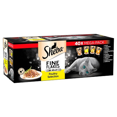 Sheba Fine Flakes Poultry Collection in Jelly 40 x 85g - APRIL SPECIAL OFFER - 7% OFF