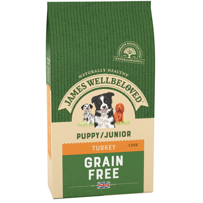 James Wellbeloved Grain Free Turkey & Vegetables Puppy/Junior 1.5kg - MAY SPECIAL OFFER - 20% OFF