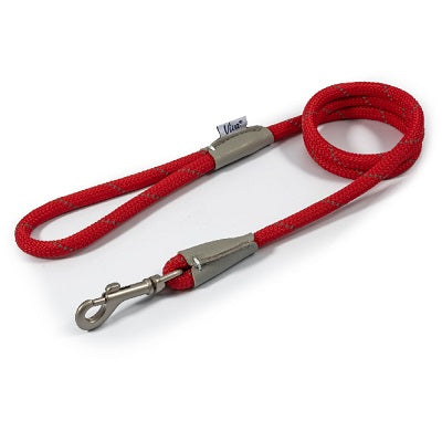 Ancol Viva Rope Reflective Snap Lead Red - Various Sizes