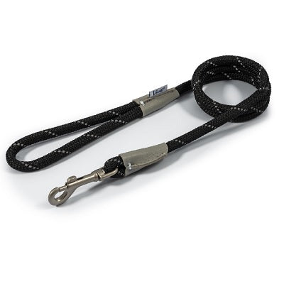 Ancol Viva Rope Reflective Snap Lead Black - Various Sizes